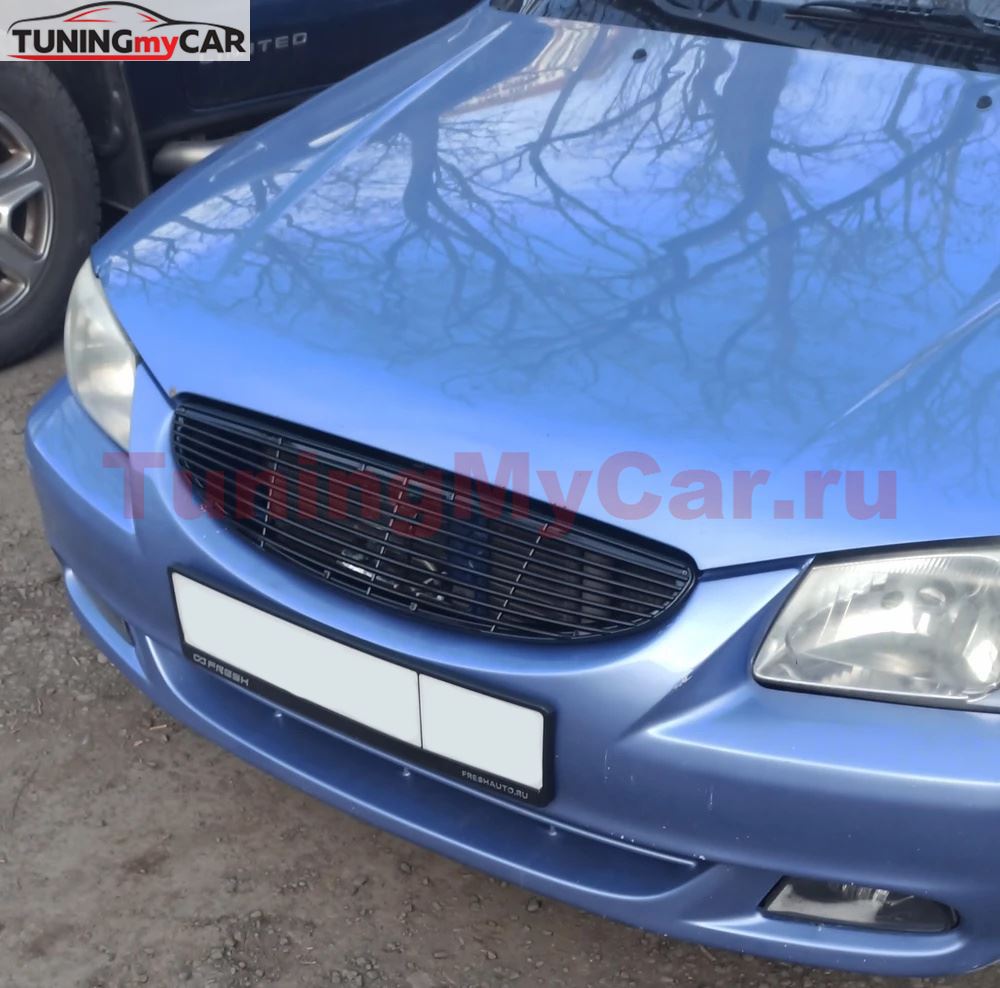 Решетка радиатора Hyundai Accent (полоски) Черный лак